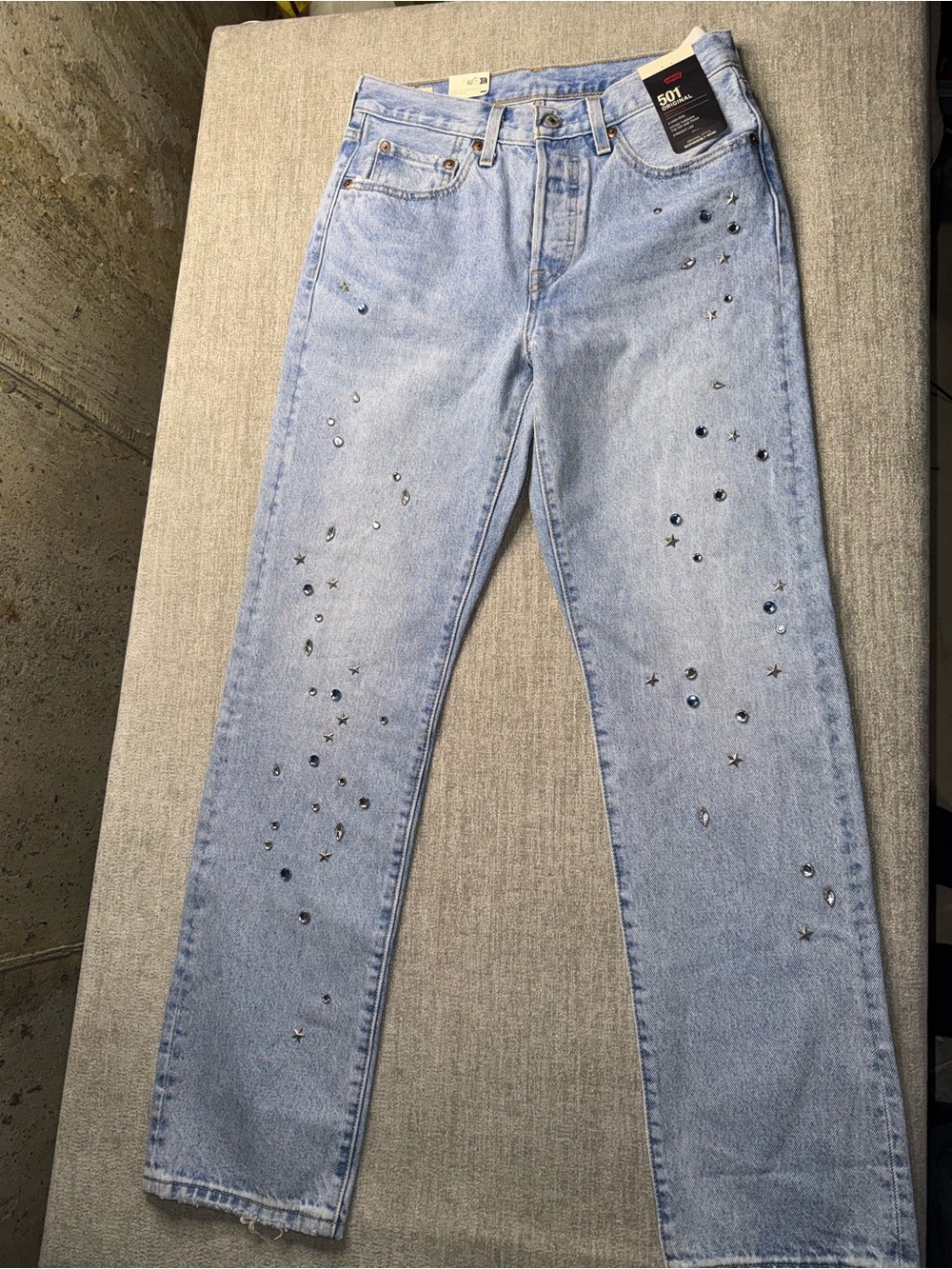 Levi's 501 High-Rise Light Blue Studded Women's Jeans 26x30